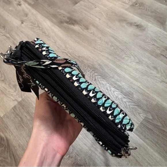 Vera Bradley All In One Crossbody Sierra Stream Purse Bag Wallet Blue Brown - Picture 4 of 8